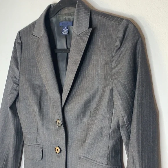 J crew gray wool pinstripe blazer suit jacket 2 - Picture 3 of 6